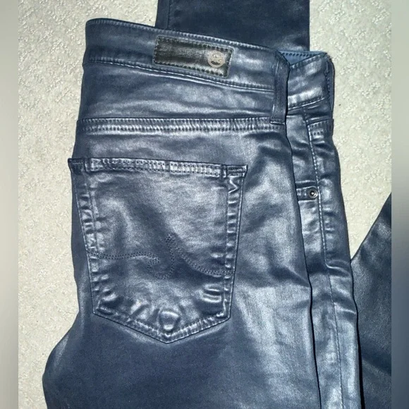 AG Jeans Women's Size 27 The Legging Ankle Navy Coated Canvas - Picture 2 of 7